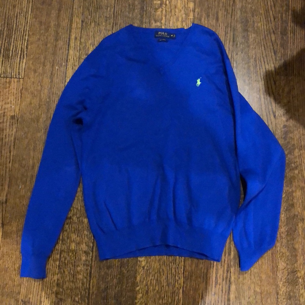 Blue sweater polo